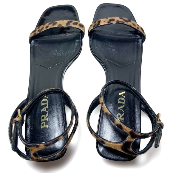 Prada Printed Leather Sandals in Honey - Picture 3 of 8
